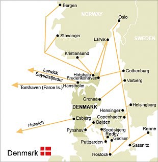 Denmark Ferries Route Map