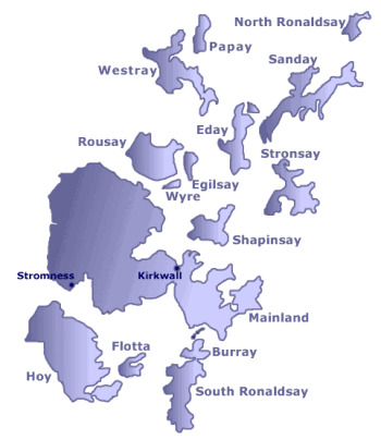 Map of Orkney Islands