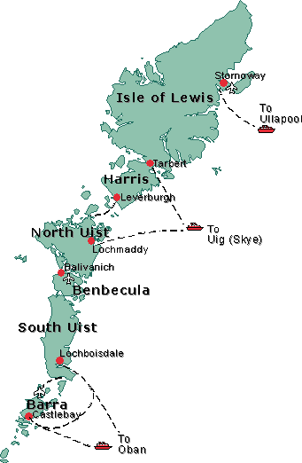 Hebrides Islands Ferry Route Map