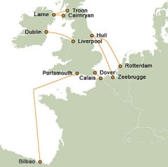 P&O Ferries Route Map